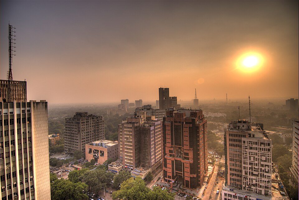 Delhi's skyline dissolves into smog at sunset